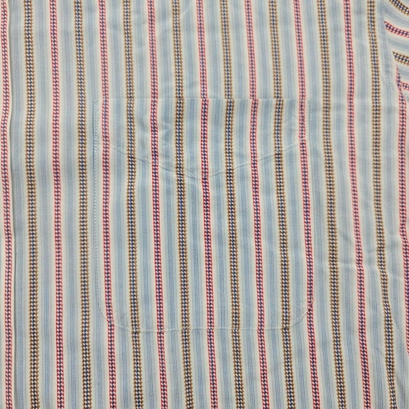 Alan Flusser Shirt Mens XL Blue Red Striped Long Sleeve Classic Button Down - Picture 7 of 13